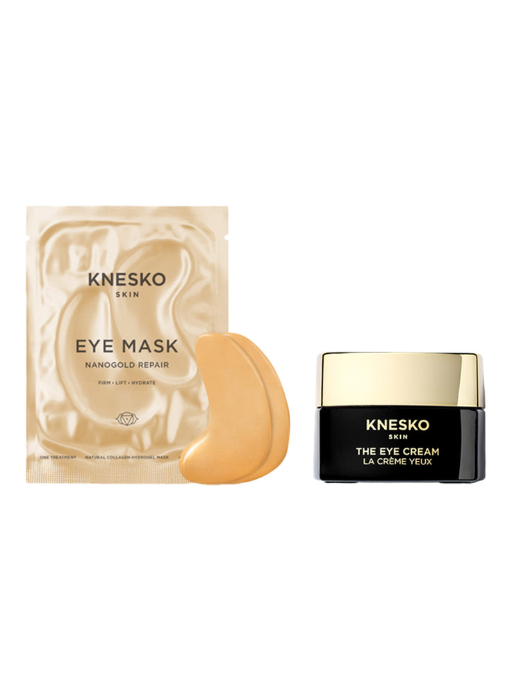 Knesko eye mask and eye cream on a white background