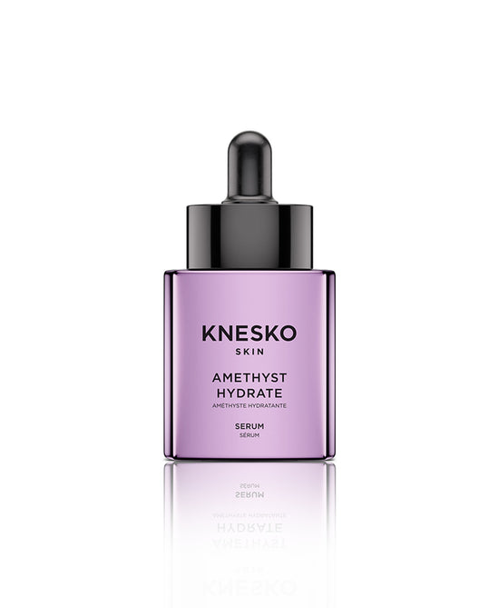 Amethyst hydrate serum bottle on a white background