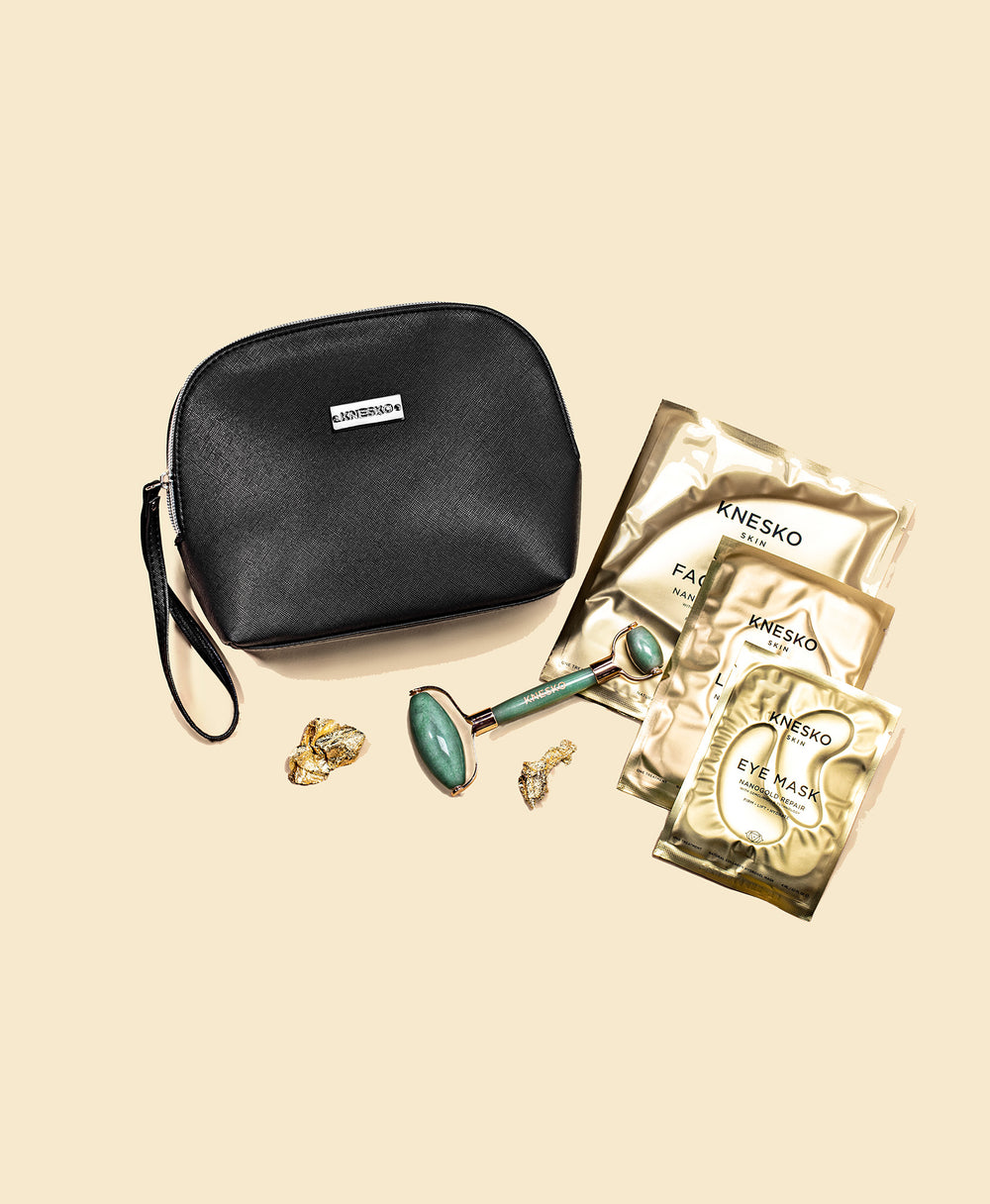Nano Gold Repair Collagen Mask & Green Jade Gemstone Roller Set.