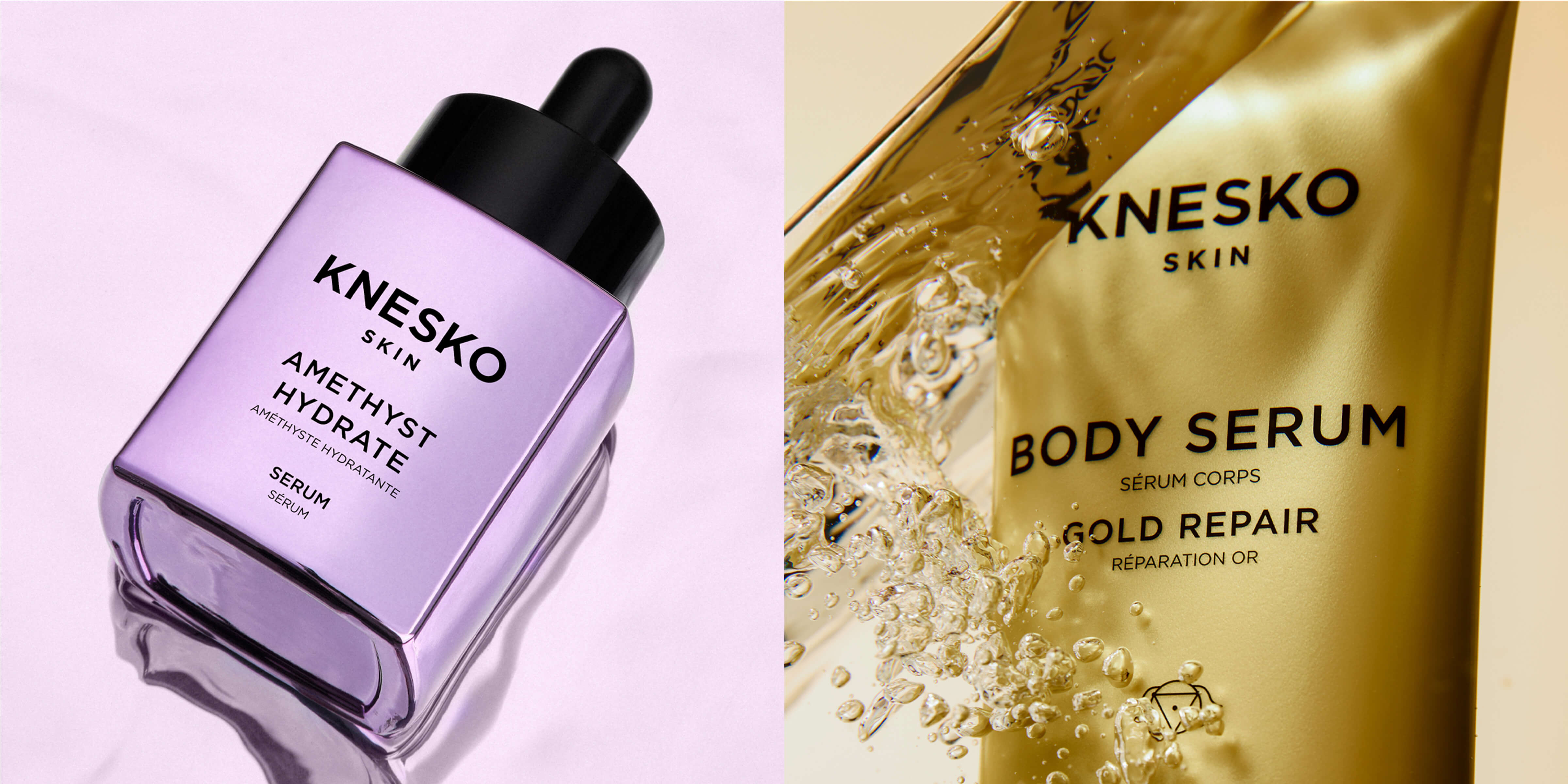 Perfect Pair: Amethyst Hydrate Facial Serum & Gold Repair Body Serum.