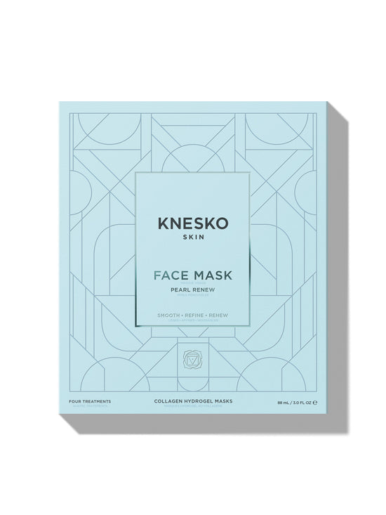 Knesko face mask packaging with geometric design on a white background