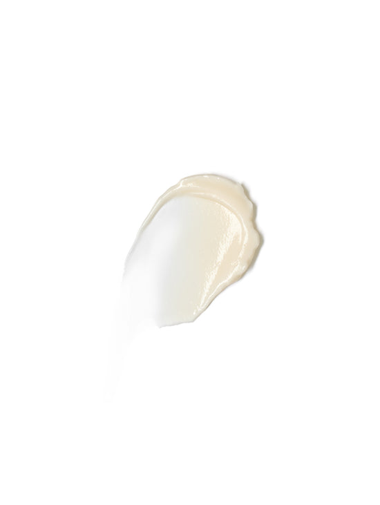 White cream swatch on a white background
