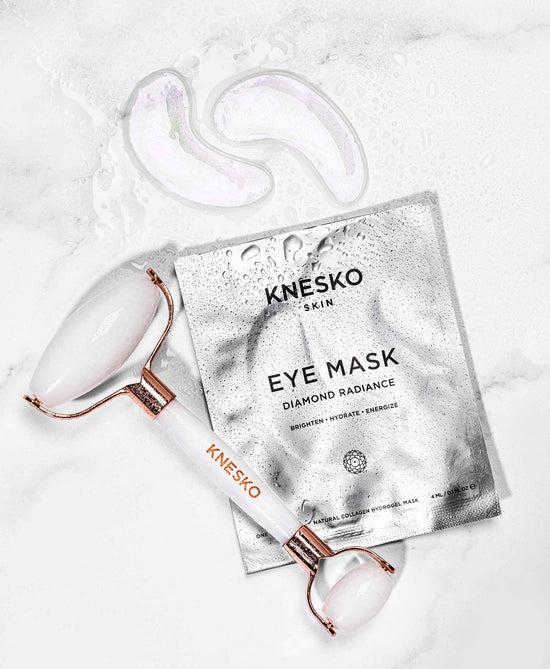 Diamond Radiance Eye Mask and White Jade Gemstone Roller.