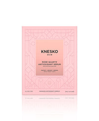 box for pink serum that says knesko skin rose quartz antioxidant serum.