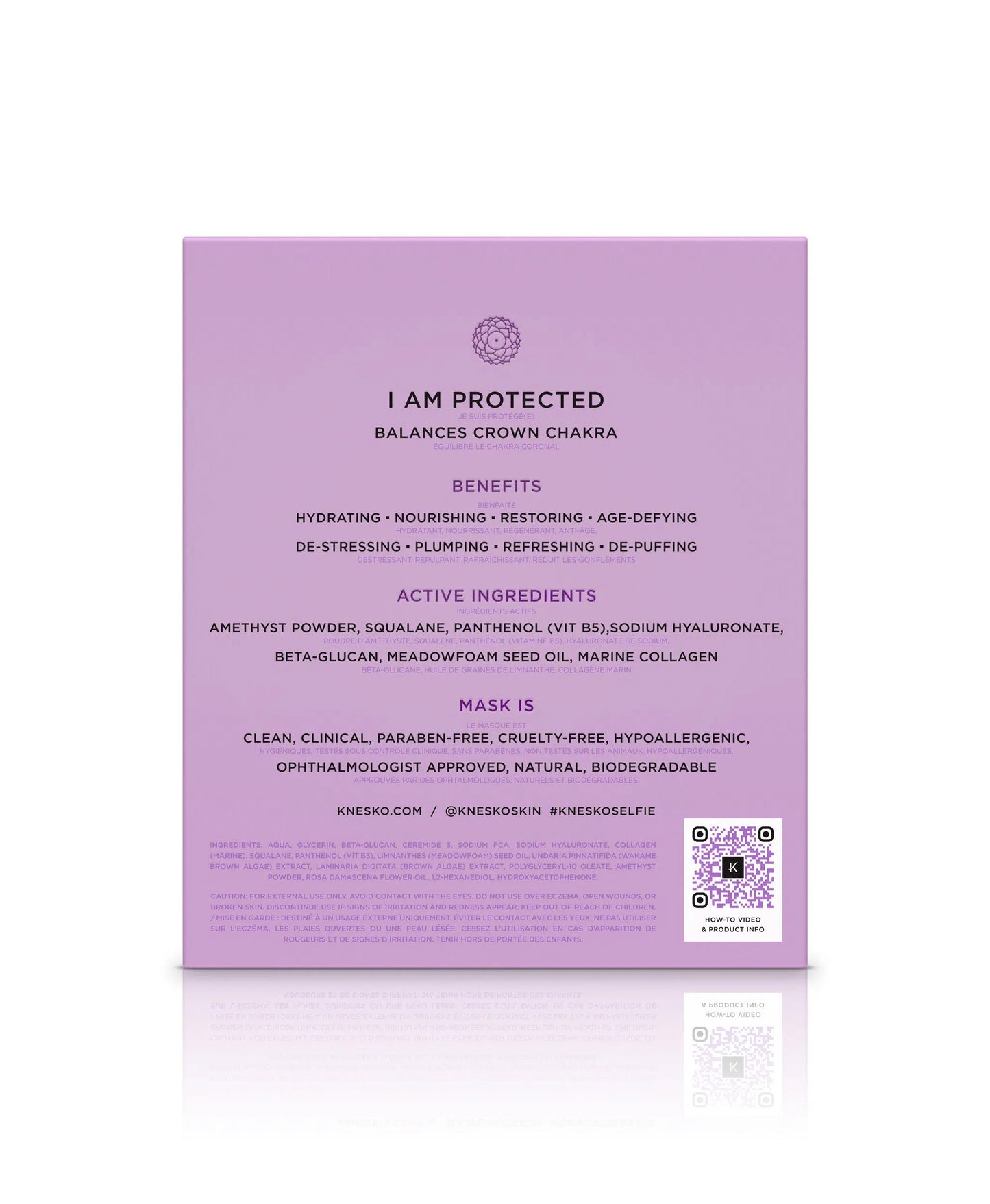 Back of the Amethyst Hydrate Face Mask box.