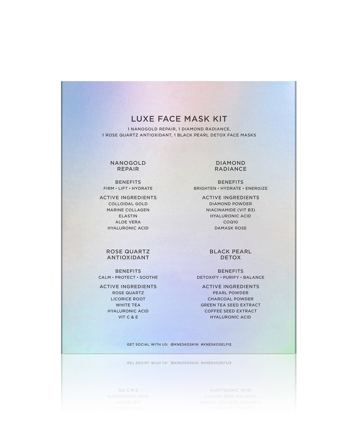 Back of the The Luxe Mask Face Kit box.