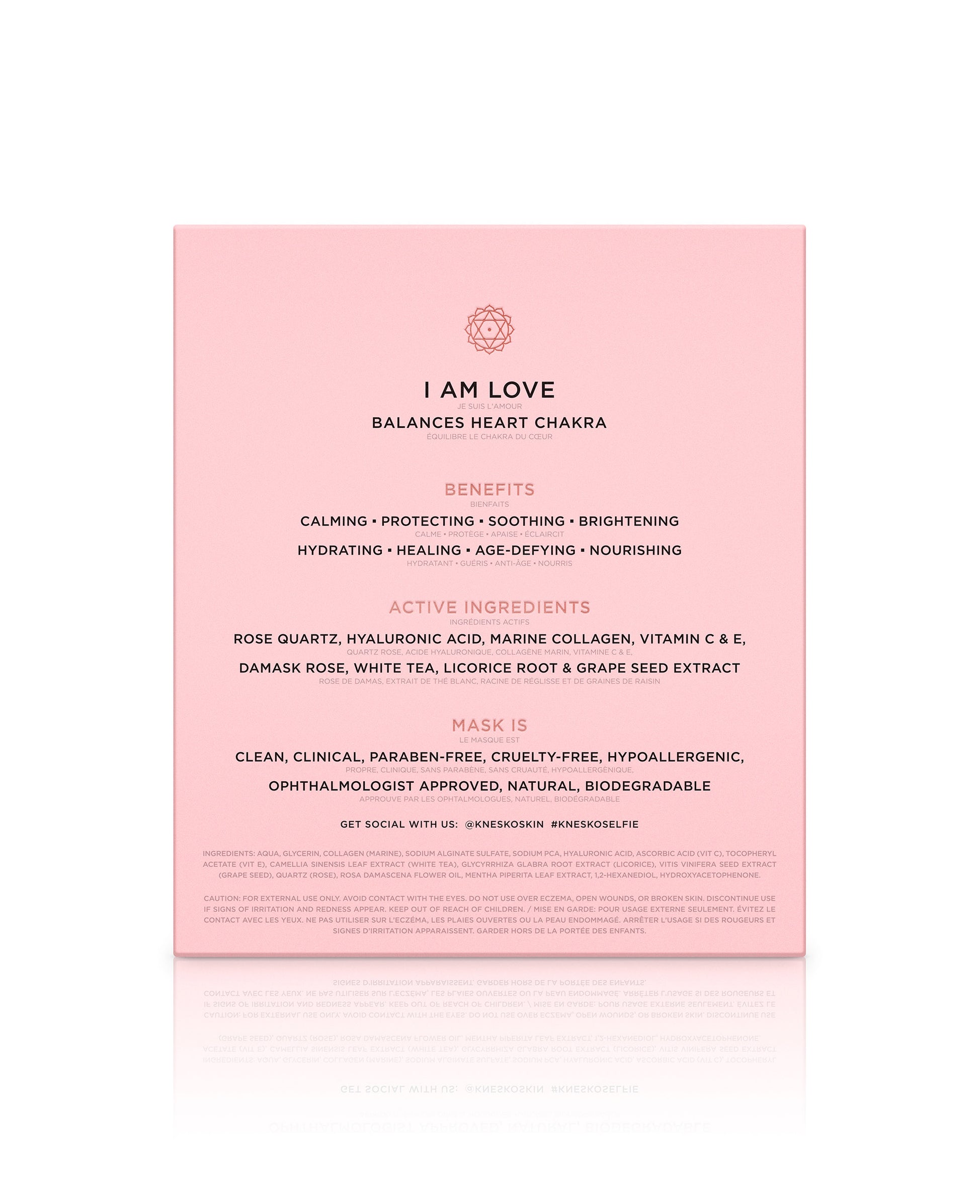 Back of the Rose Quartz Antioxidant Face Mask box.